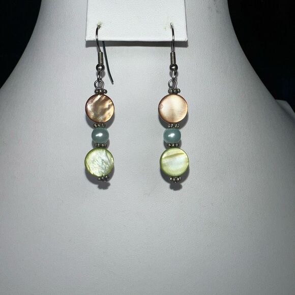 Dangle Freshwater Pearl Disc Earrings - Picture 1 of 5